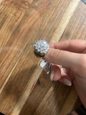 JTV Silver-Tone White Cluster Cocktail Ring